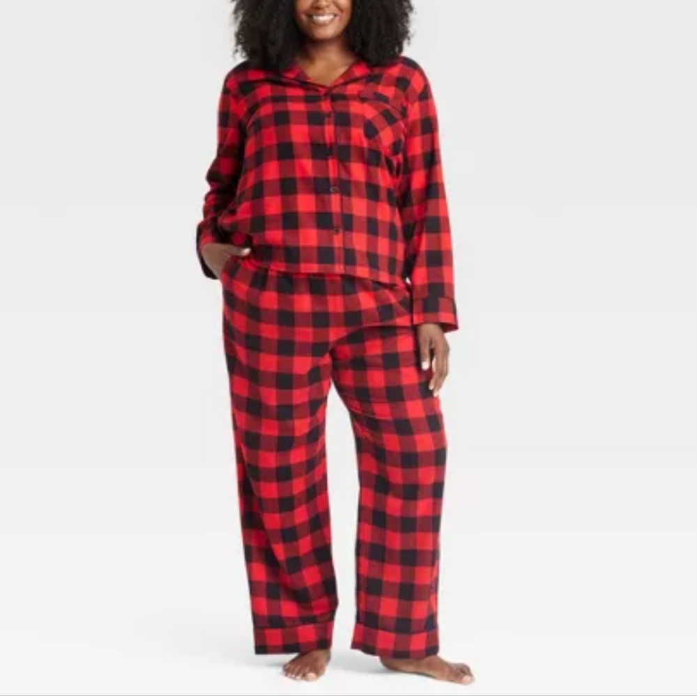 Wondershop Red Buffalo Check Flannel Holiday Matching Family Pajama Set Size 1X
